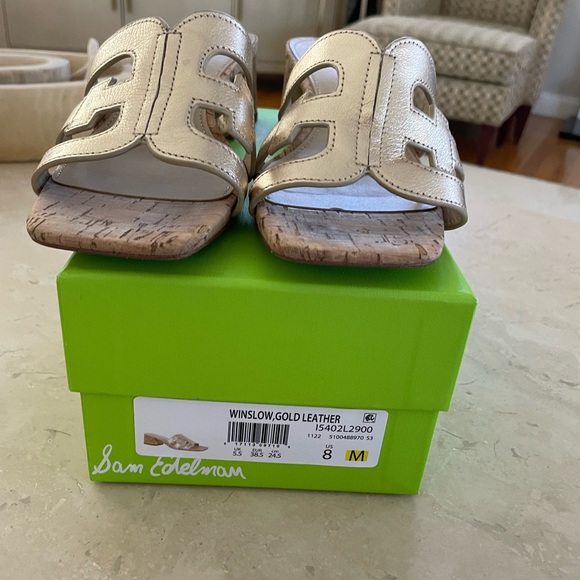 Sam Edelman Winslow mule heel gold leaf Sz 8 - Picture 8 of 11